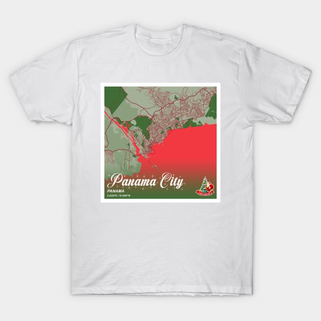 Panama City - Panama Chritmas Map T-Shirt by tienstencil
